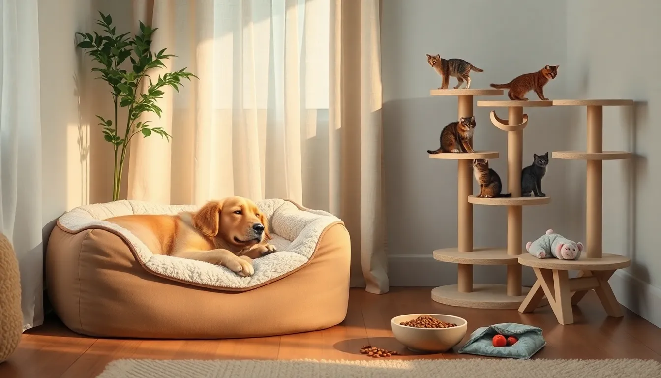 강아지와 함께 놀아주는 모습