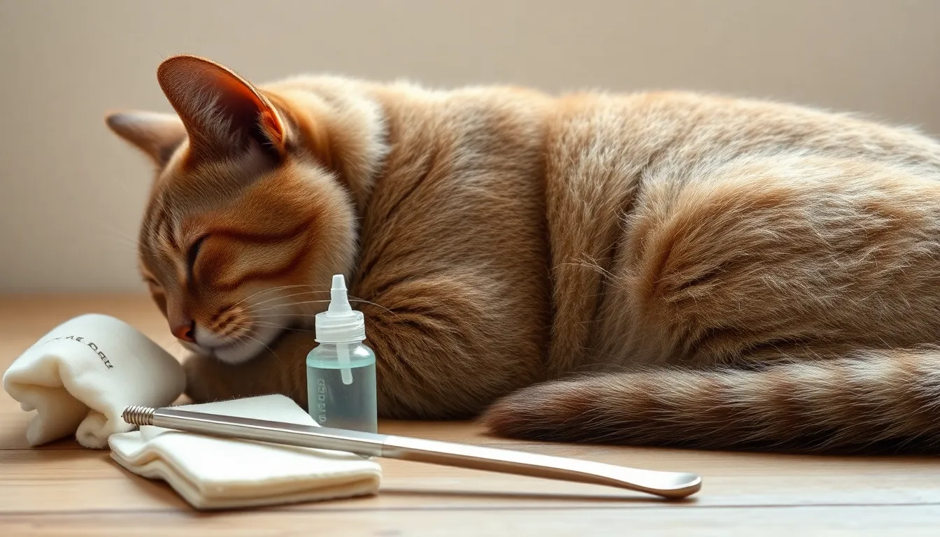 귀 청소하는 고양이