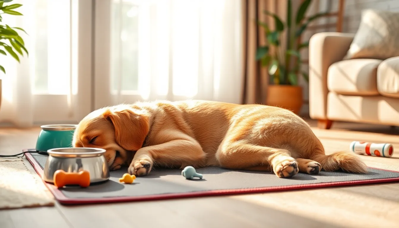 쿨매트 사용하는 강아지