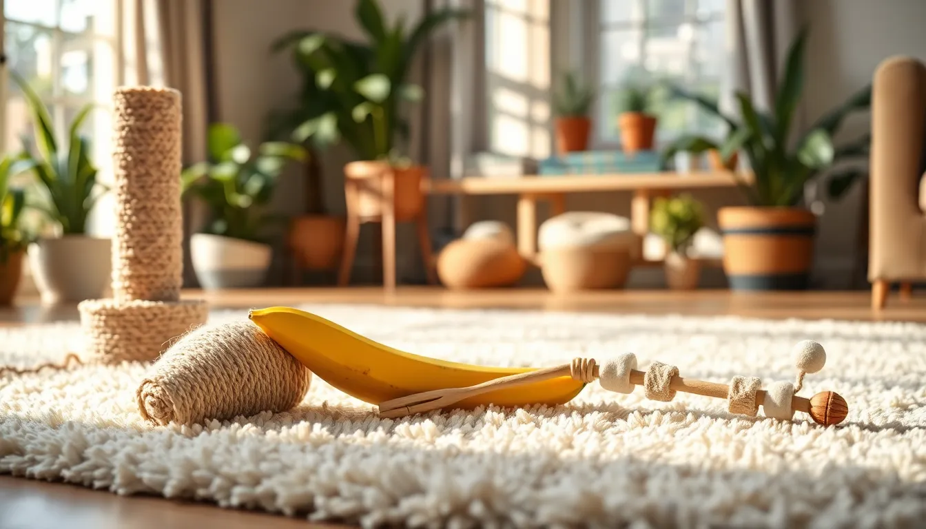 다양한 고양이 장난감과 놀고 있는 고양이