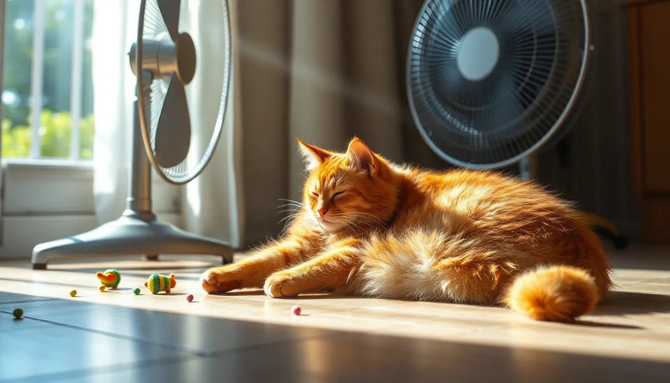 고양이가 시원한 곳에서 쉬는 모습