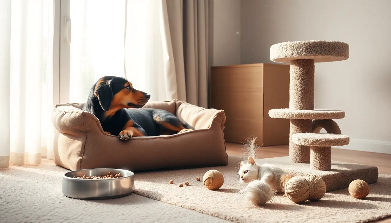 강아지와 고양이가 함께 있는 사진