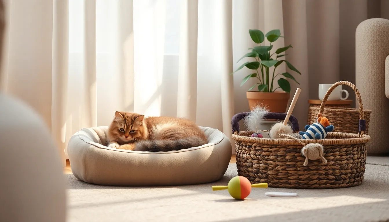 강아지와 고양이가 함께 놀고 있는 모습