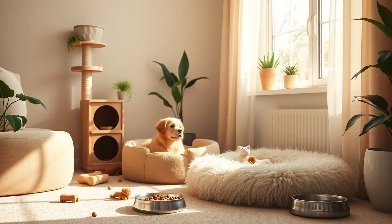 강아지와 고양이가 함께 행복하게 놀고 있는 모습