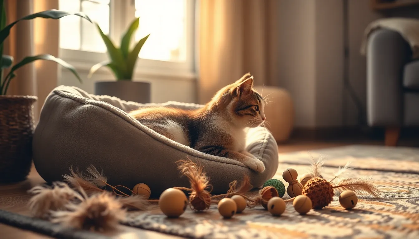 강아지와 고양이가 함께 놀고 있는 모습