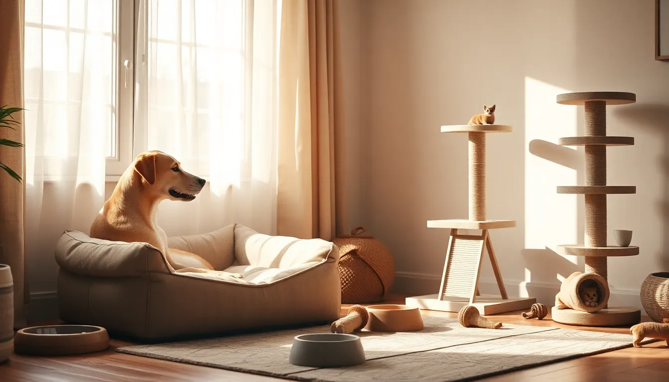 강아지와 고양이가 함께 행복하게 쉬고 있는 모습