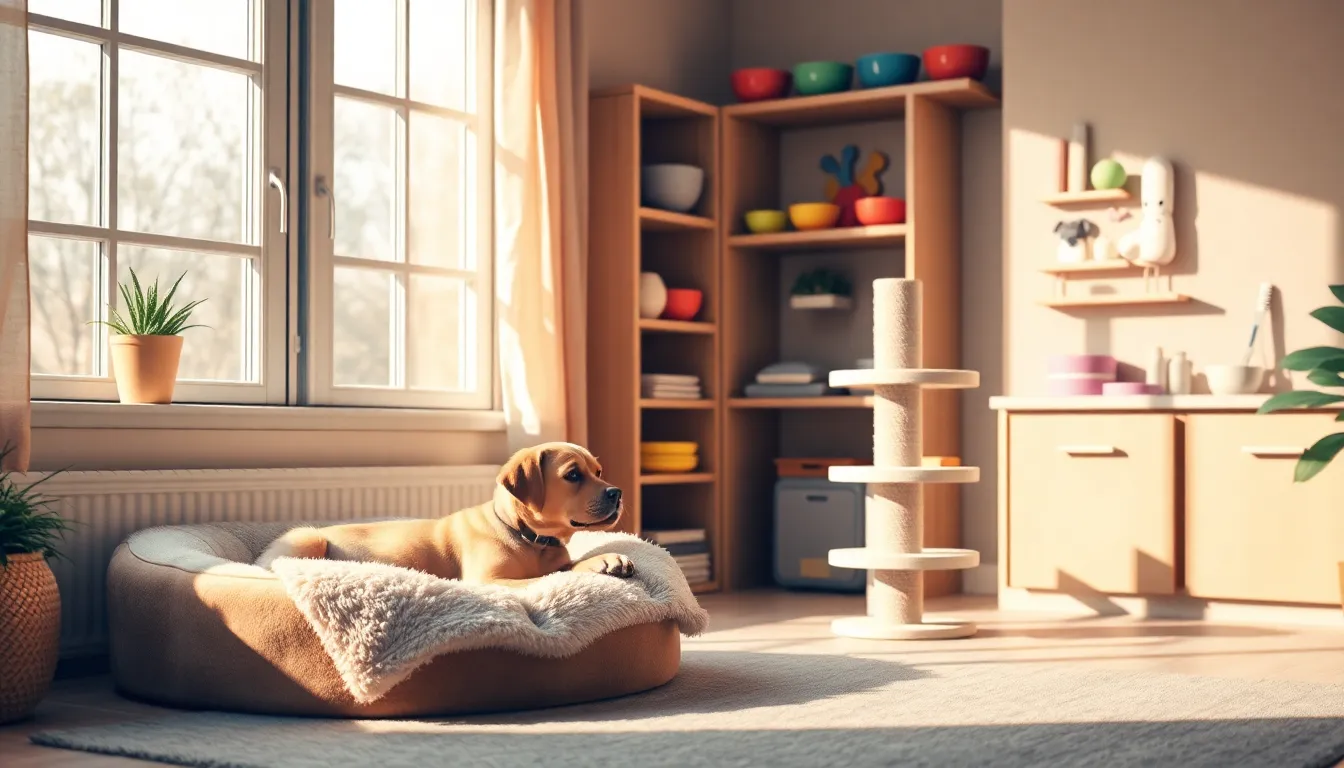 강아지와 고양이가 함께 놀고 있는 모습