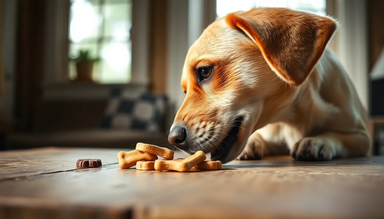강아지가 간식을 맛있게 먹는 모습