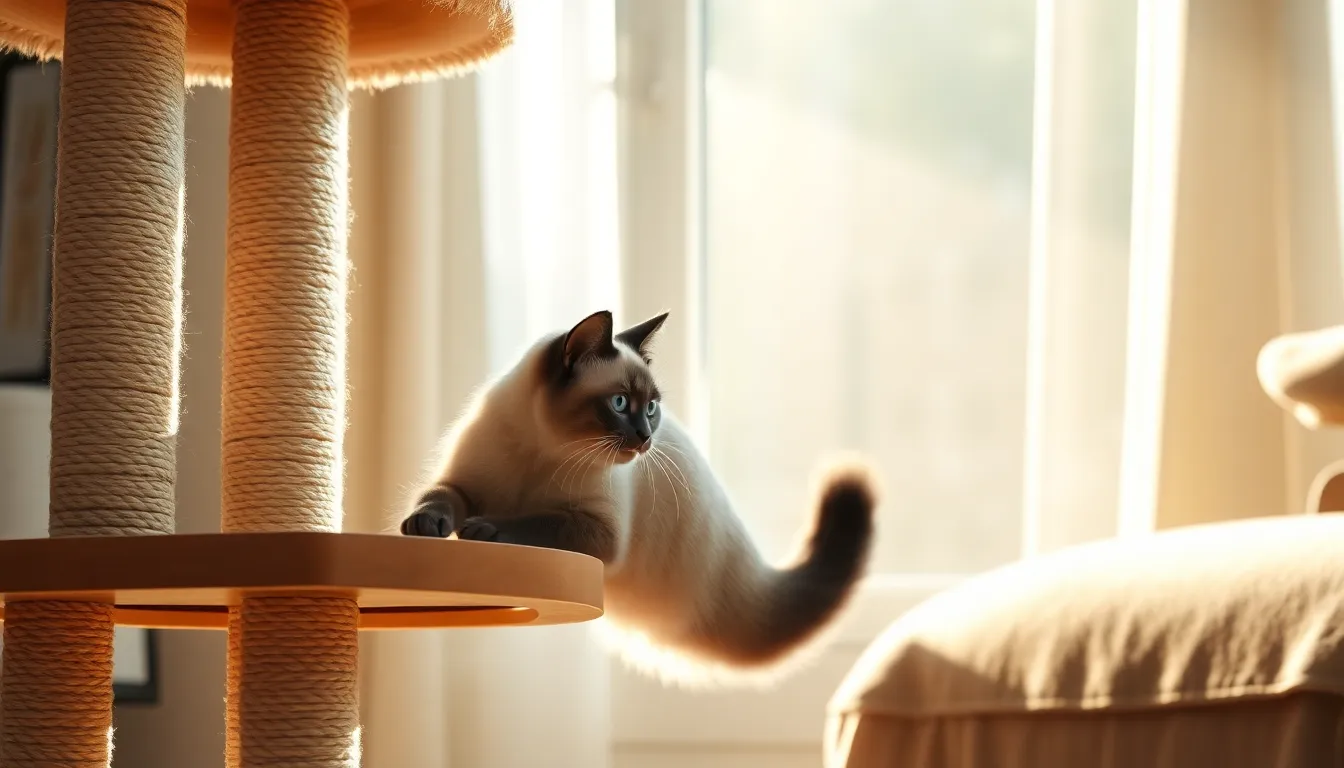 캣타워에서 쉬는 고양이