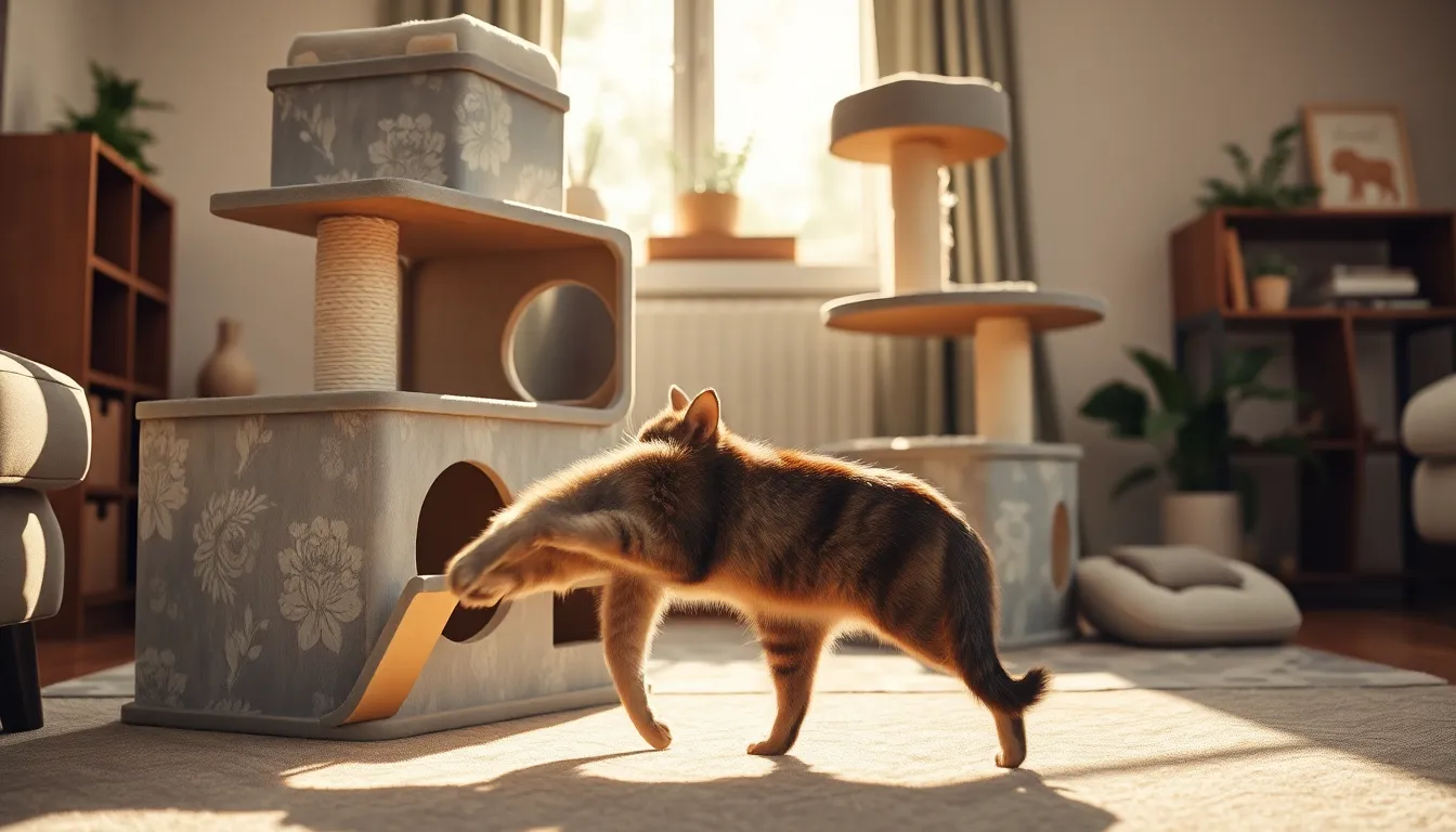 아늑한 고양이 침대와 하우스