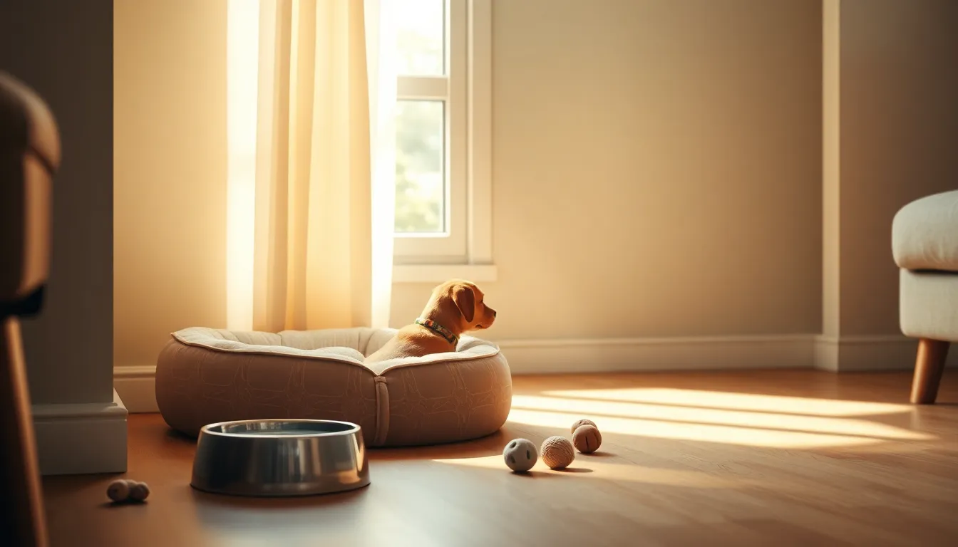 귀여운 강아지가 침대 위에서 쉬고 있는 모습