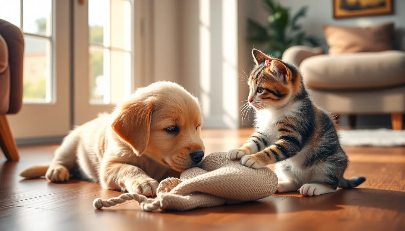 강아지와 아이가 함께 행복하게 노는 모습