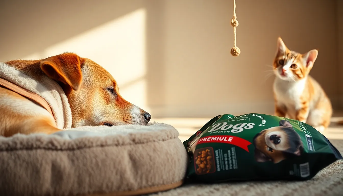 강아지와 고양이가 함께 행복하게 놀고 있는 모습