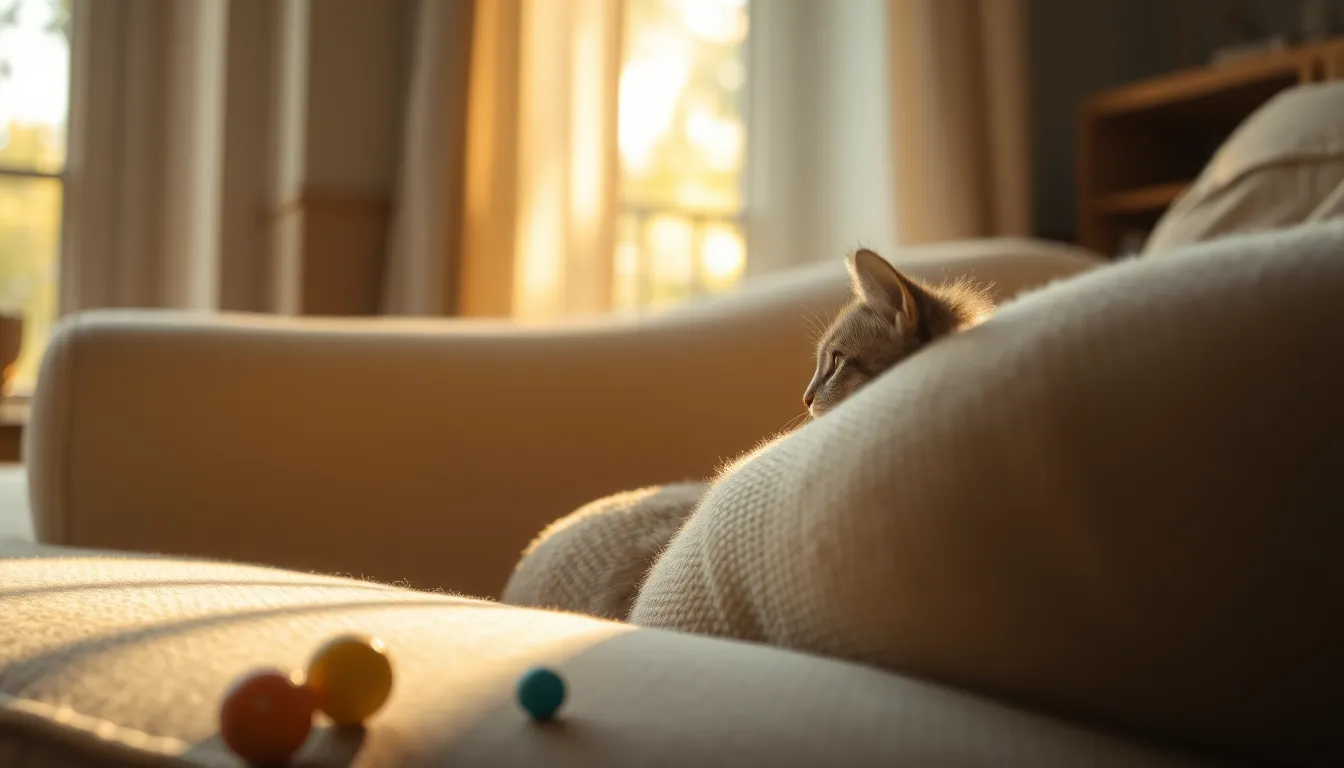 침대에 누워 편안하게 쉬고 있는 고양이