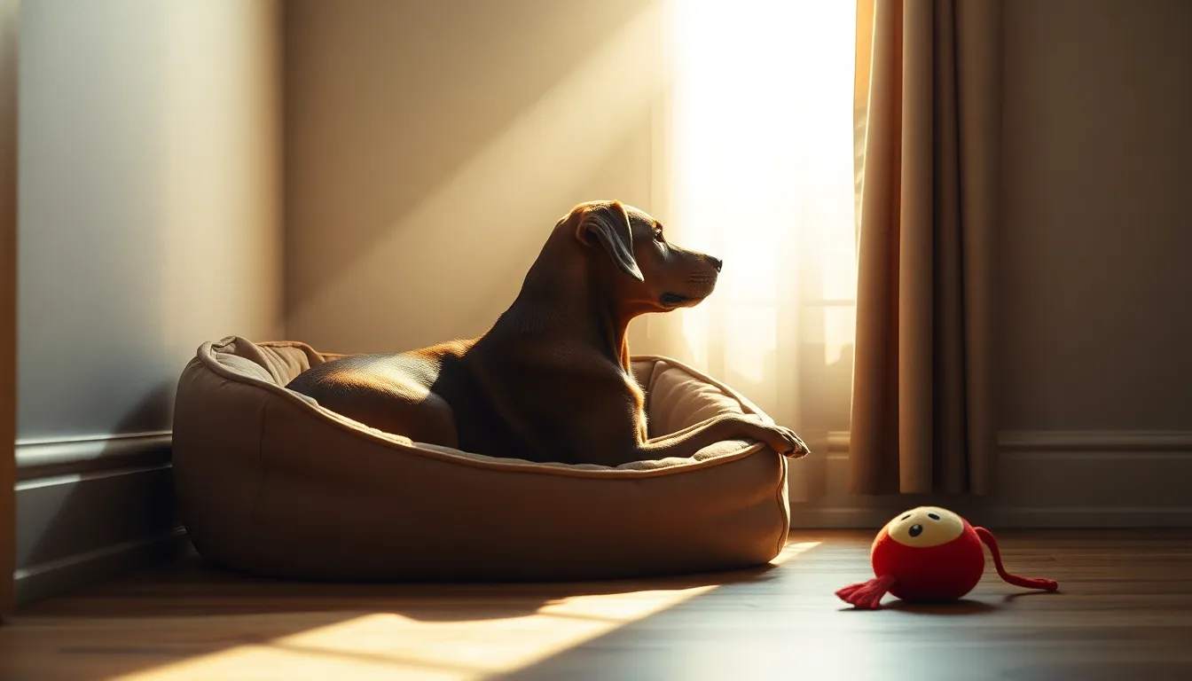 슬픈 표정의 유기견