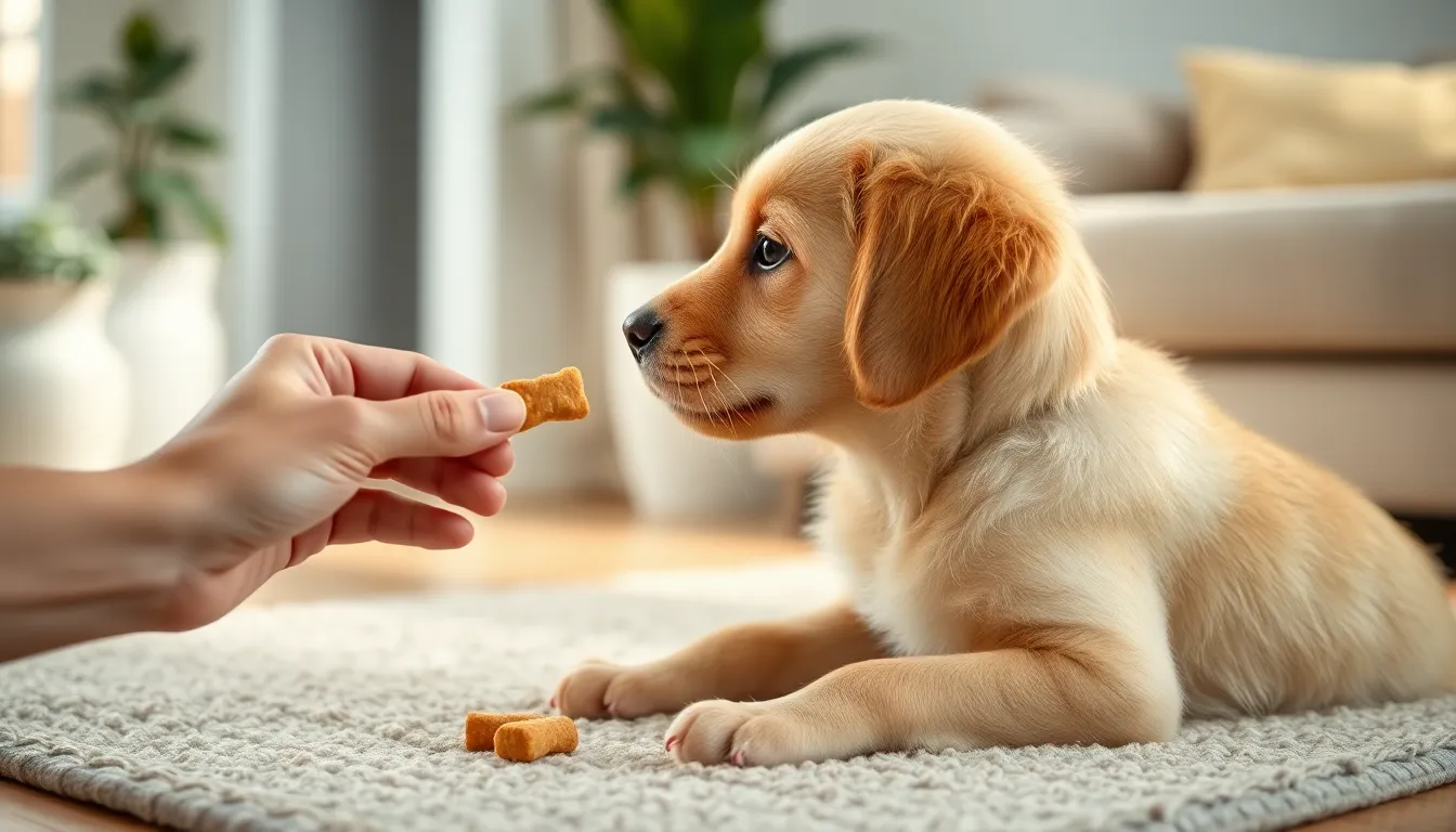 강아지와 행복하게 산책하는 모습