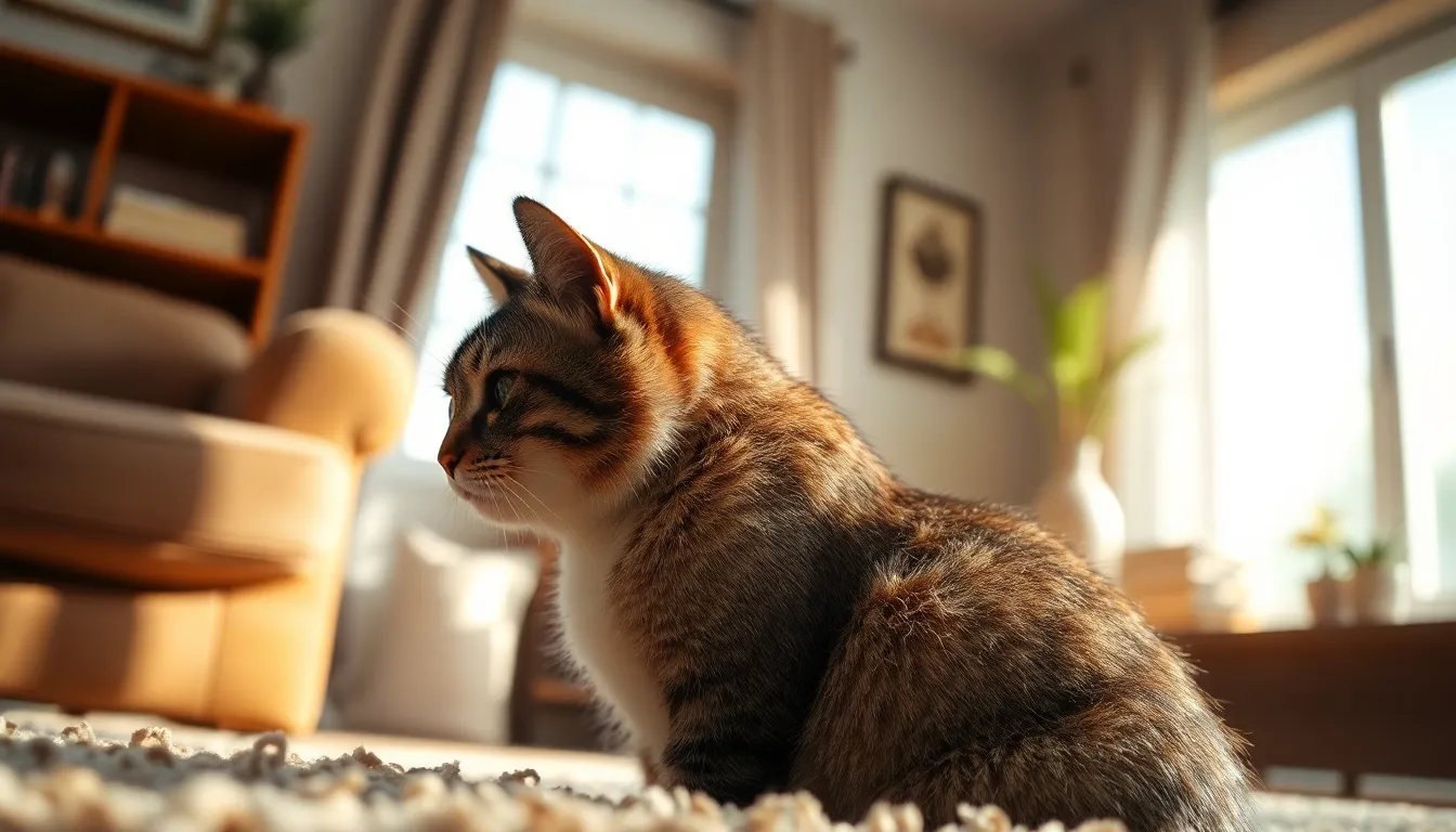 스트레스를 받은 고양이의 불안한 표정