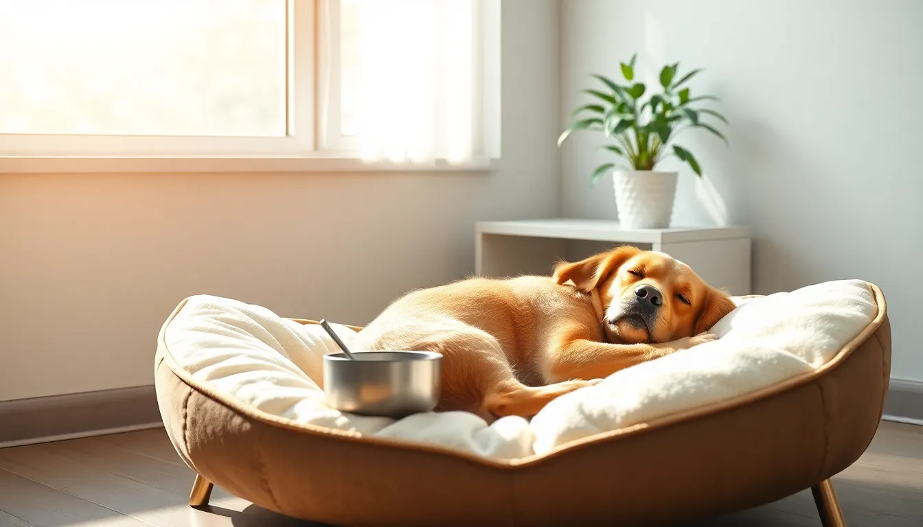 강아지 고양이와 행복하게 지내는 모습