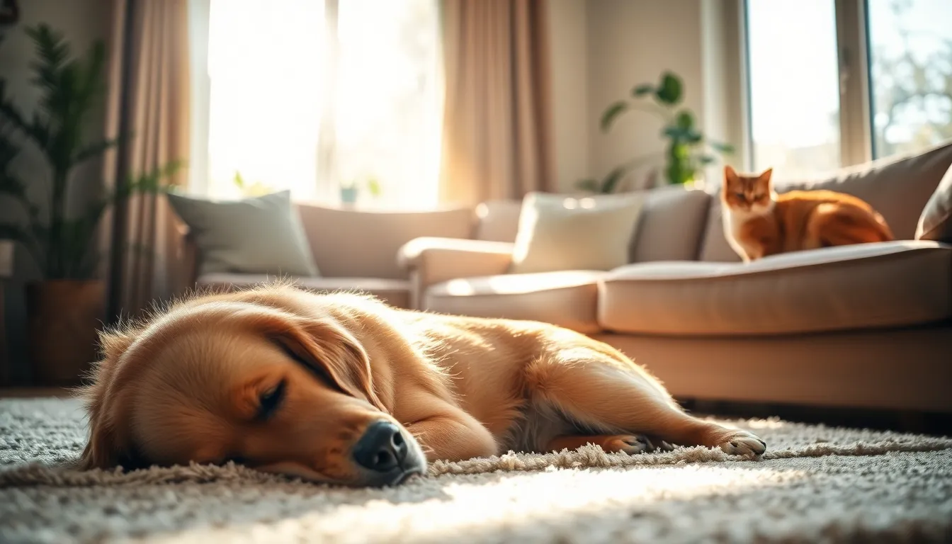 반려동물과 행복하게 지내는 모습