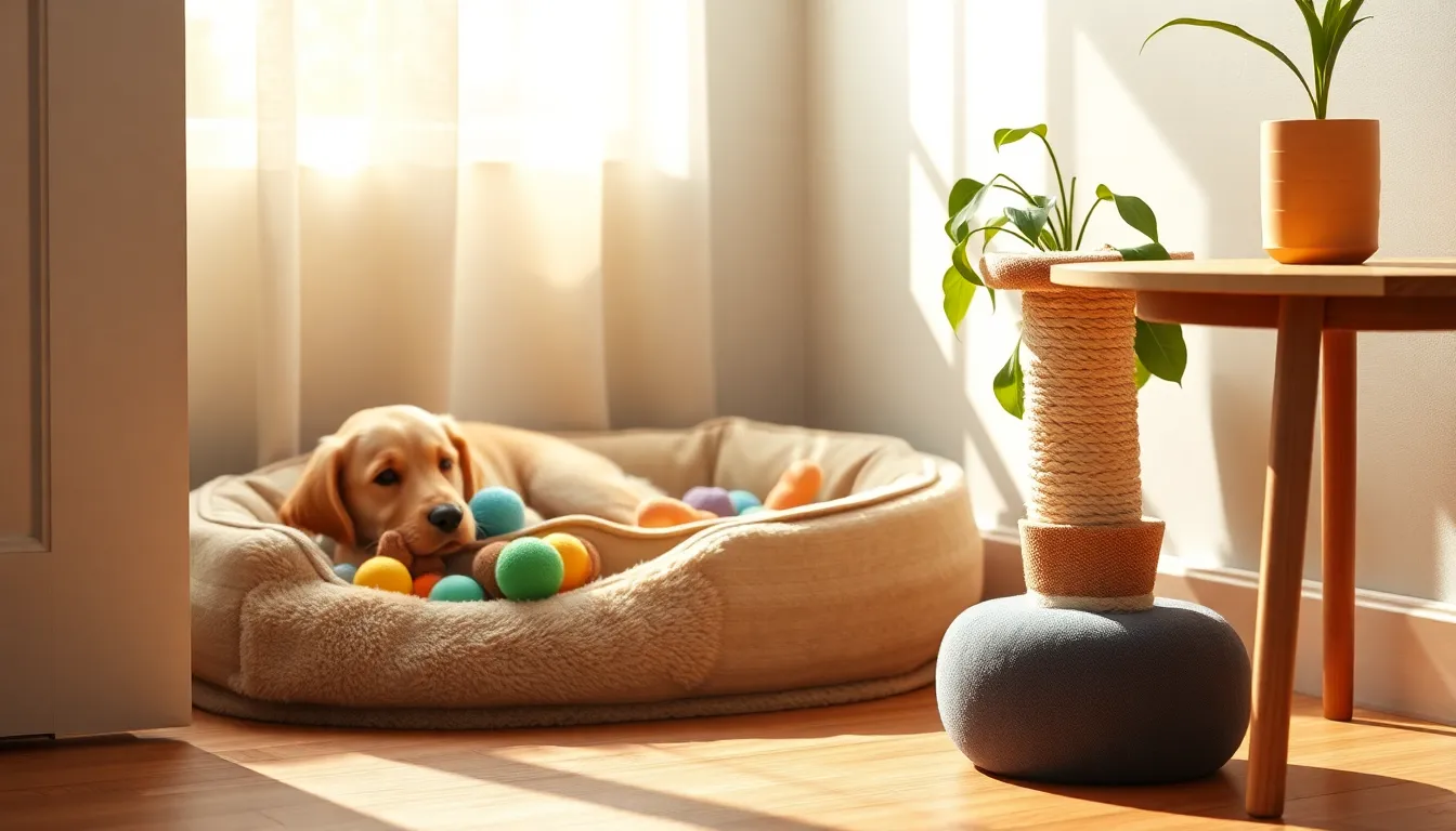 귀여운 강아지가 풀밭에서 놀고 있는 모습