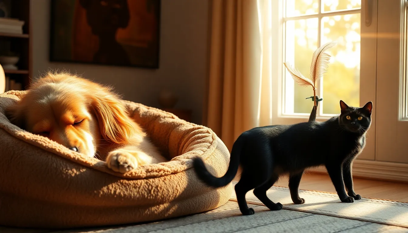 행복하게 웃는 강아지와 고양이 이미지