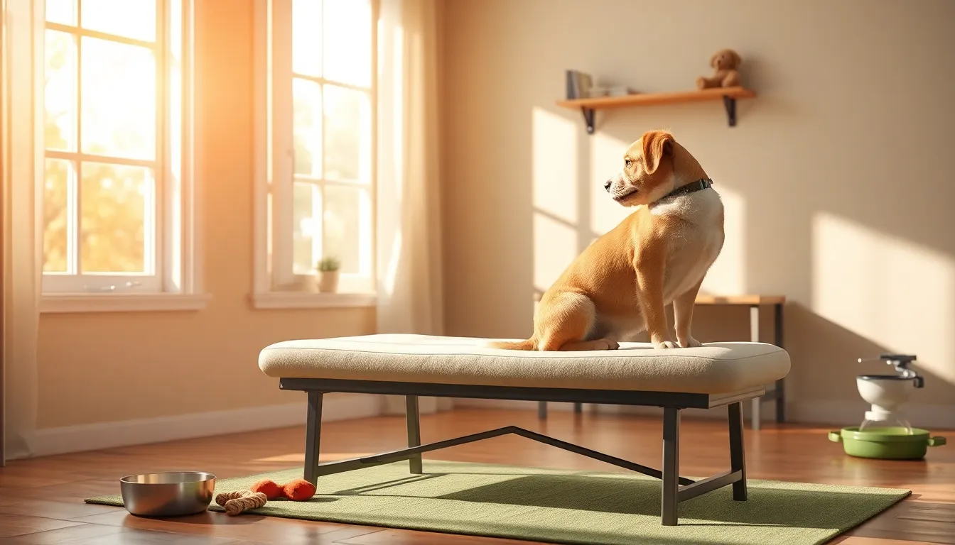 강아지가 수의사와 교감하는 모습