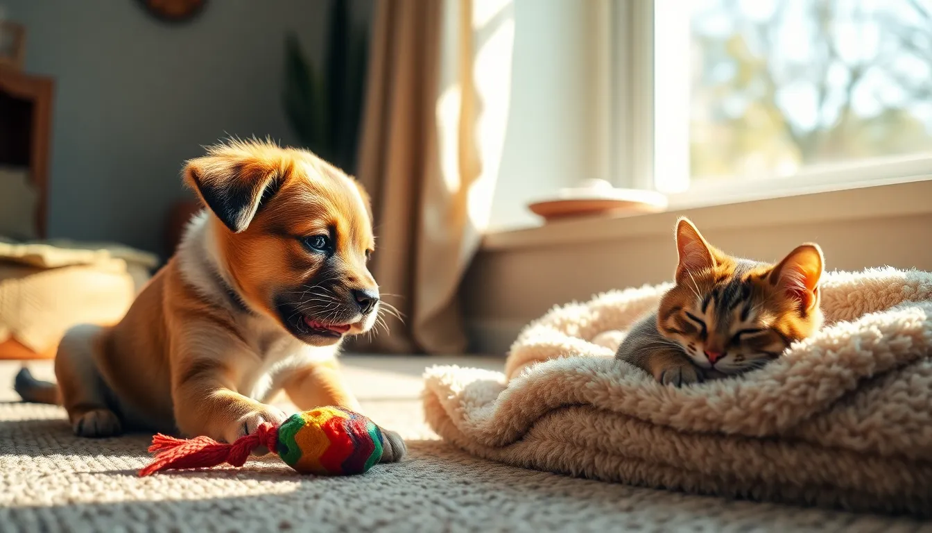 행복하게 뛰어노는 강아지