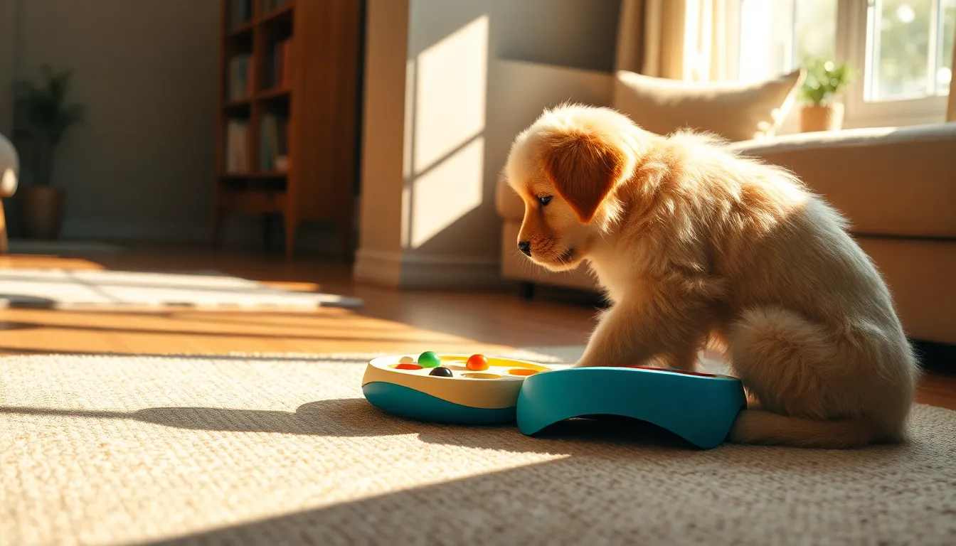 강아지와 고양이가 함께 놀고 있는 모습