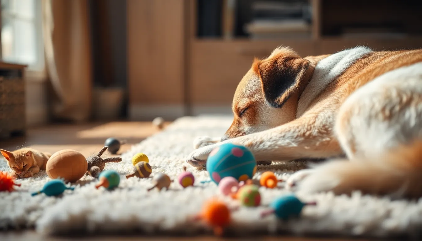 강아지와 고양이가 함께 행복하게 놀고 있는 모습