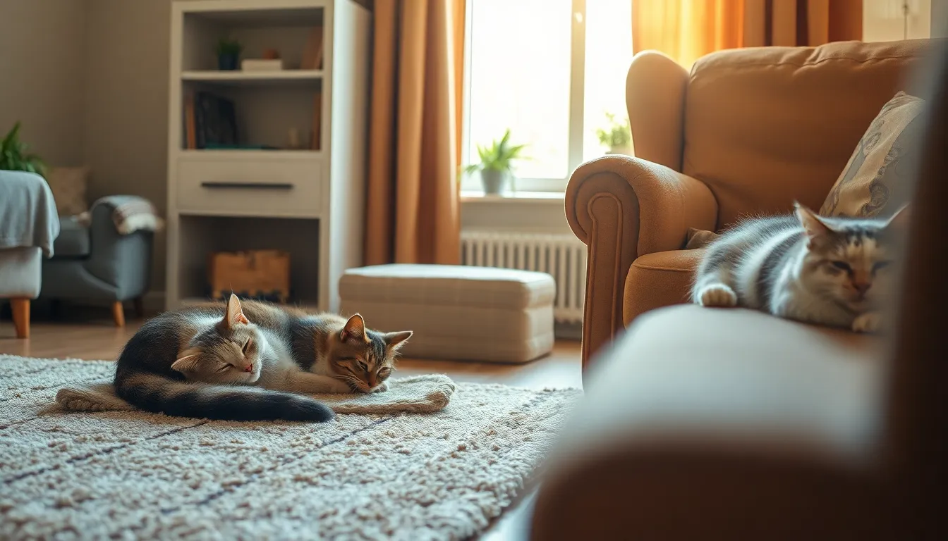 다묘가정 고양이들이 함께 쉬는 모습