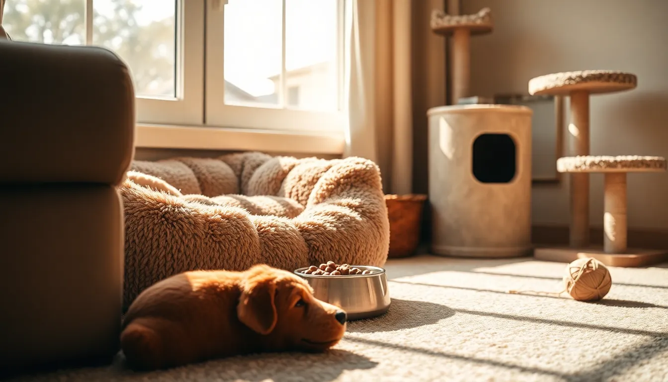 행복하게 어울리는 강아지와 고양이 이미지