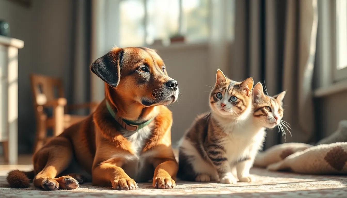강아지와 고양이가 함께 있는 사진