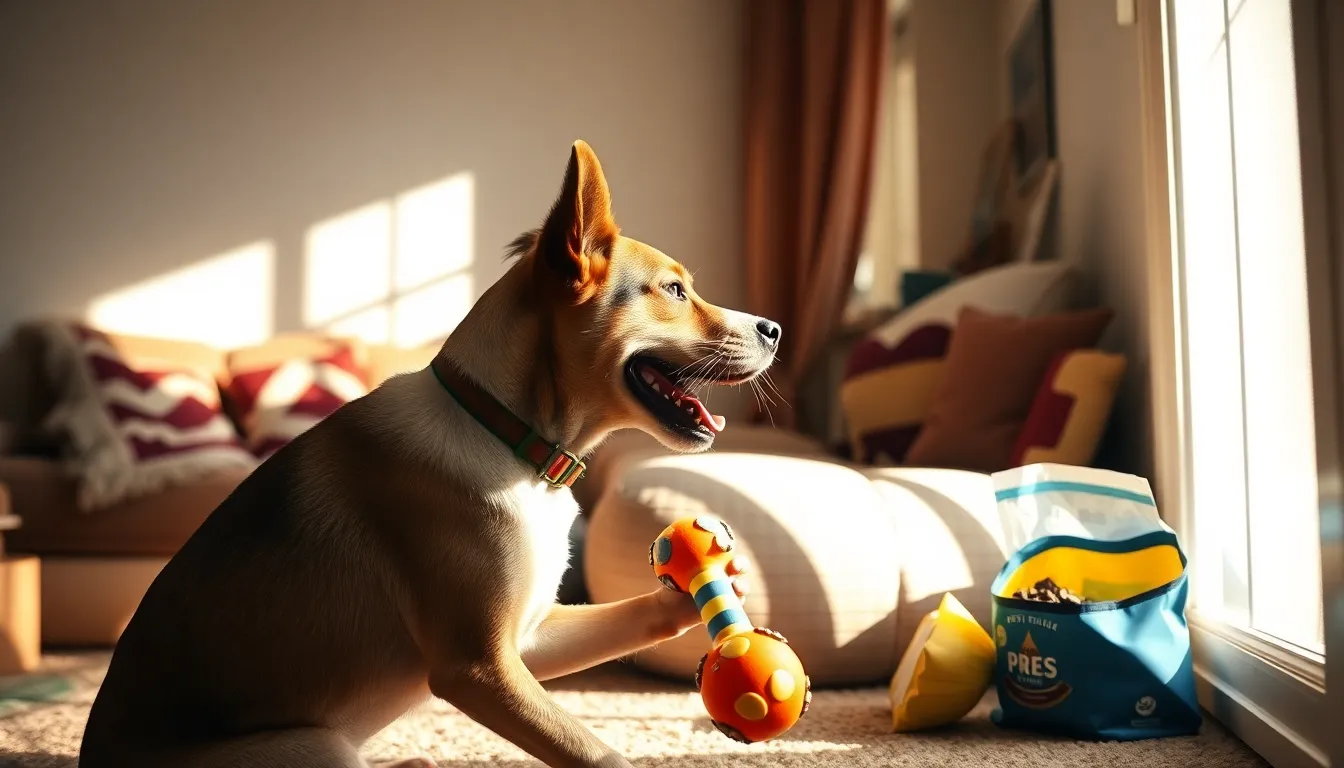 반려동물 용품을 고르는 행복한 보호자의 모습