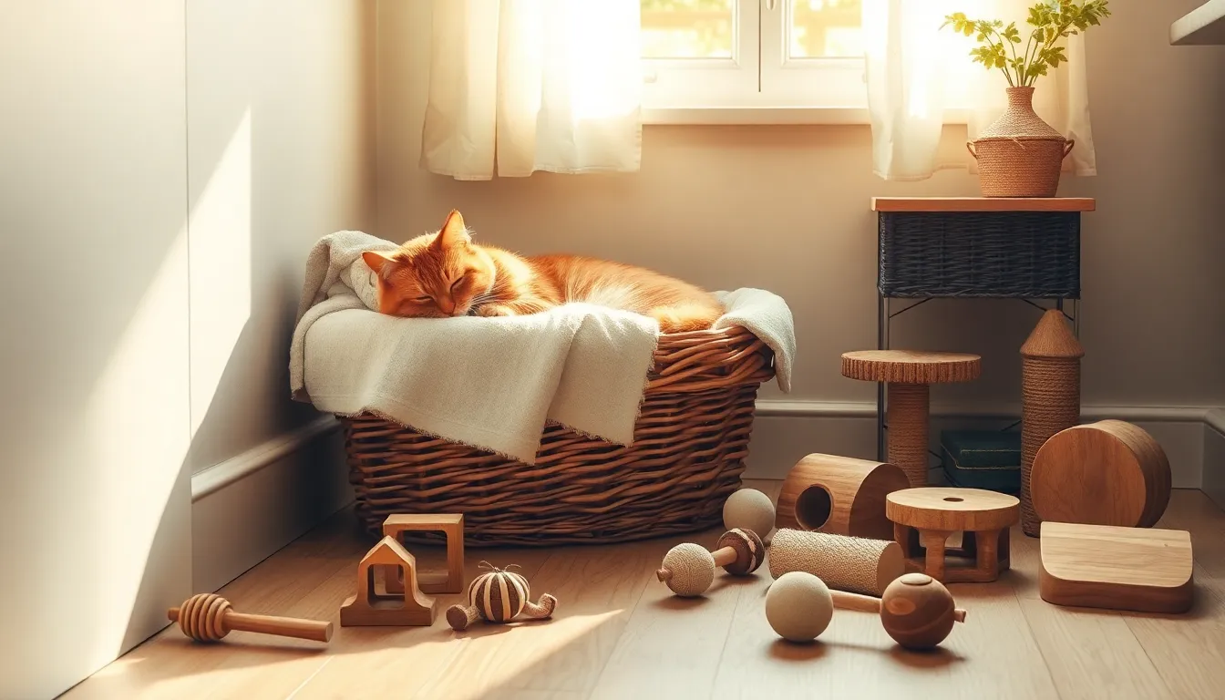 고양이 장난감으로 노는 귀여운 고양이