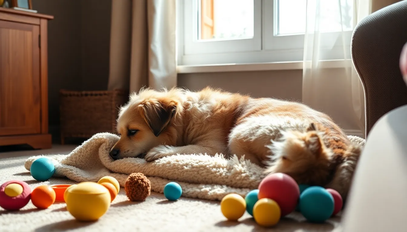 행복하게 놀고 있는 강아지와 고양이