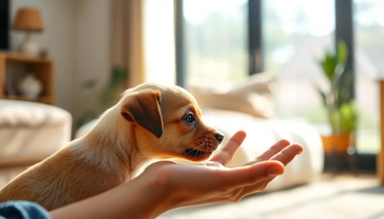서로 교감하는 아기 강아지 두 마리