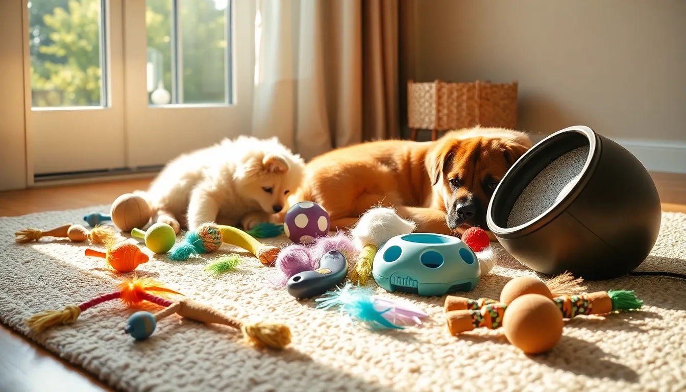 행복하게 놀고 있는 반려동물들