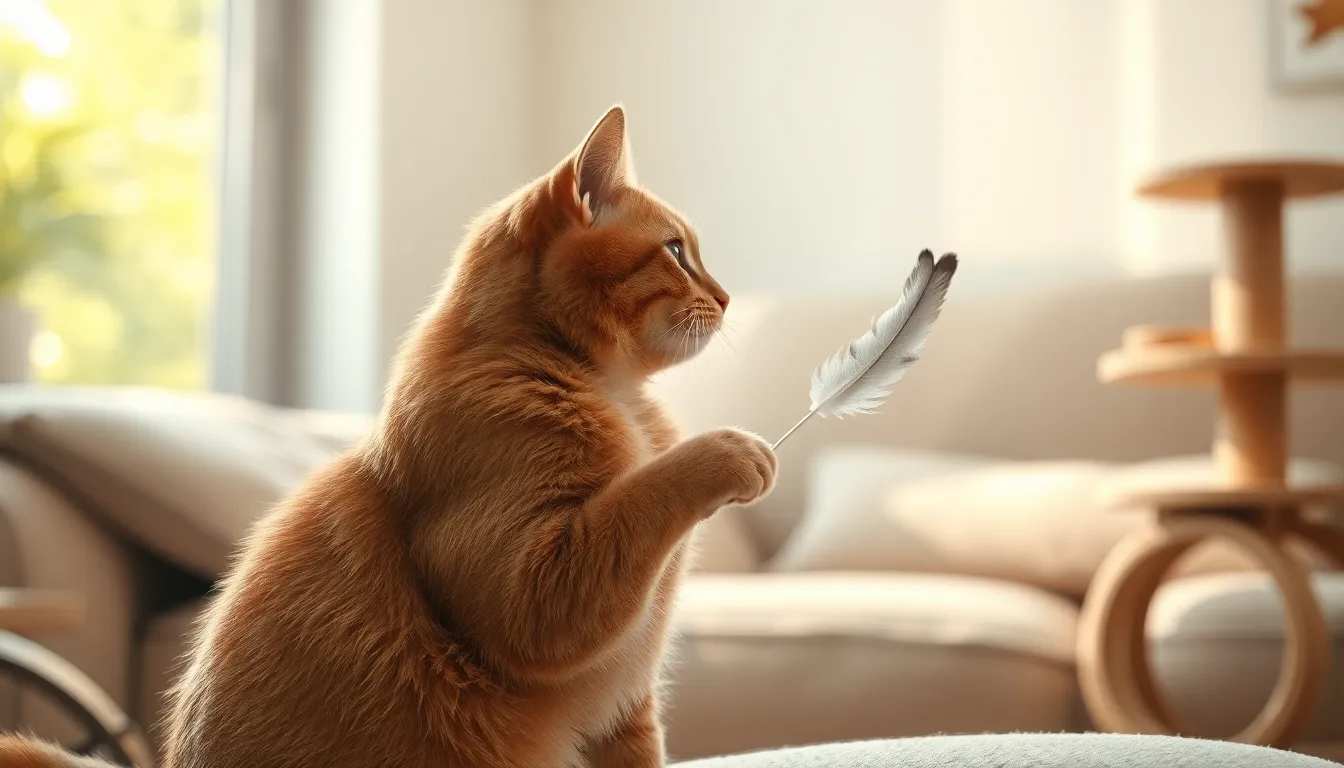 귀여운 고양이가 캣타워에서 쉬고 있는 모습